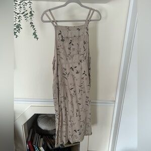 Floral Beige Midi Dress Talbots 100% linen